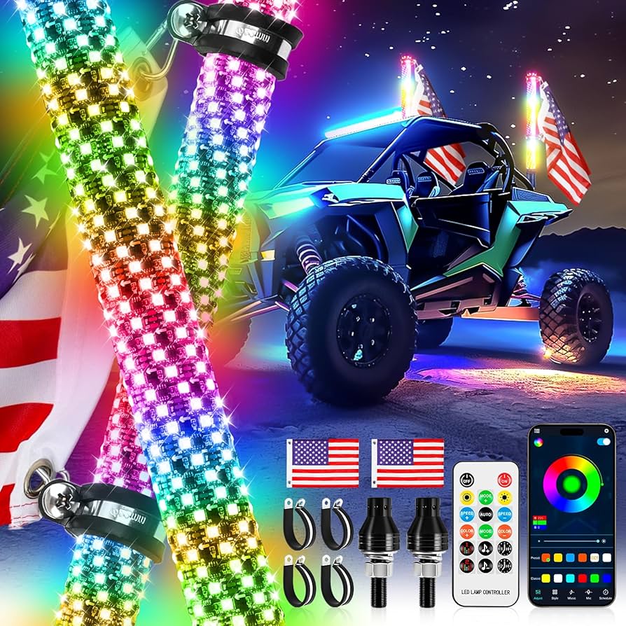 Amazon.com: DREAMOTOR Whip Lights, 2Pcs 2FT Fat Spiral RGB